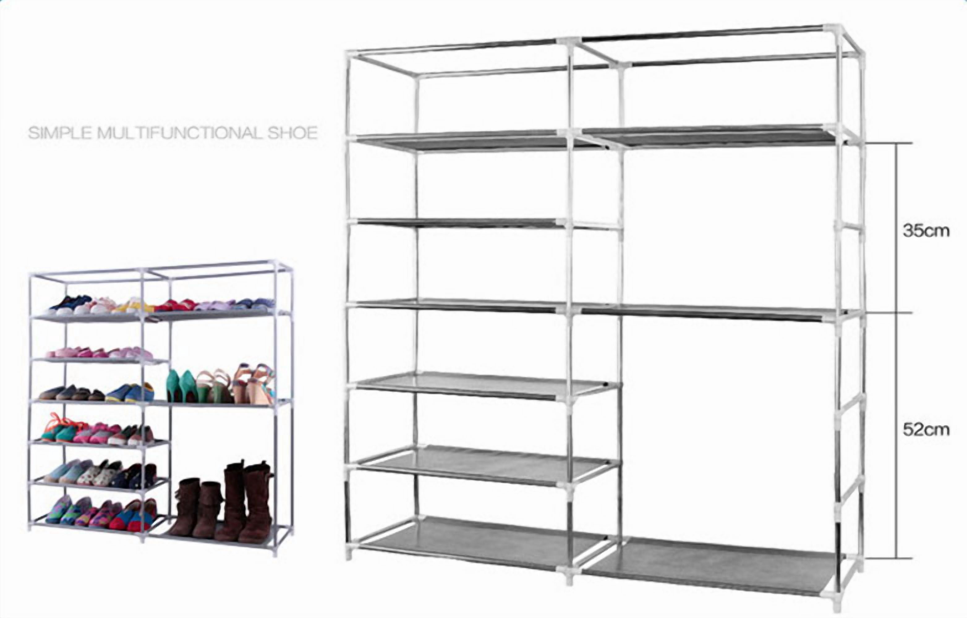 Shoe Cabinet Double Rows 9 Lattices Combination Style, Coffee