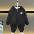 thumbnail image 5 of SERTG Children Casual Light Jacket Spring Fall Long Sleeves Hooded Solid Color Zipper Tops with Cute Printing for Kids 3-16 Years (Black#1,10 Years), 5 of 7
