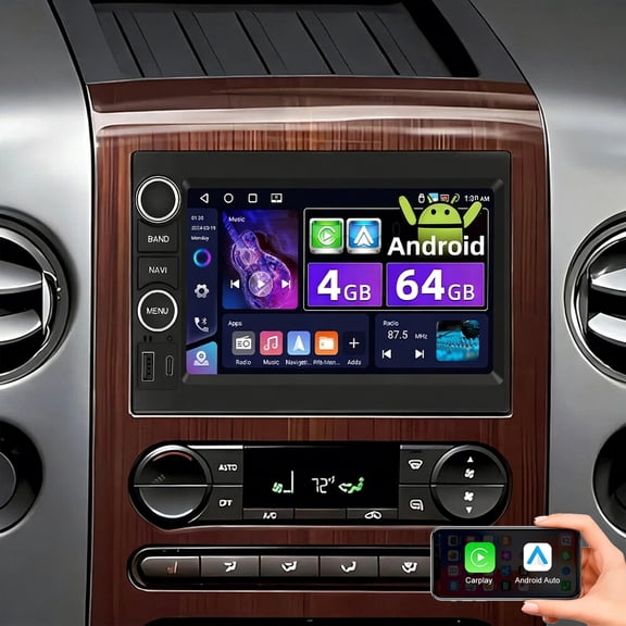 Gsuatey Car Stereo for Ford F150 2004-2008 with Wireless Carplay Android Auto, 7in IPS Touch Screen Car Radio with GPS Navigation Bluetooth Wifi FM/RDS SWC Split Screen   AHD Reverse Camera