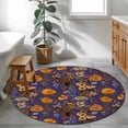 thumbnail image 3 of Round Rug 3.3Ft Washable Non-Slip, Orange Purple Spring Floral Circle Area Rugs for Living Room Bedroom, Vintage Botanical Summer Flower Indoor Floor Mats Carpet Runner for Home Decor Aesthetic, 3 of 8