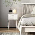 thumbnail image 4 of Nightstands Set of 2, Small Side Table, Bedside Table with Fluted Door, Solid Wood Feet; Modern Mid-Century End Table for Bedroom, Small Space (White), 4 of 12