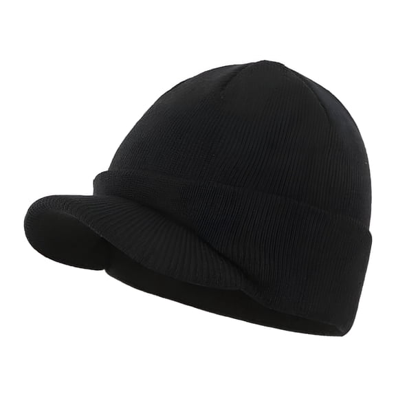 TELOLY Winter Men'S Knit Cap with Brim Beanie Hat Warm Thick Hat for Outdoor Beanies Hats Men