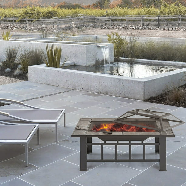 Ikayaa Metal Garden Backyard Fire Pit, Outdoor Fireplace Cover
