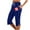 Dark Blue, variant on Summer 2025 Women's Casual Capri Pants Drawstring Stretch Waist Linen Pants With Printed Pocket Cropped Pants Womens Work Pants Business Casual Sweat Pants Women Casual Dress Pants for Women Business