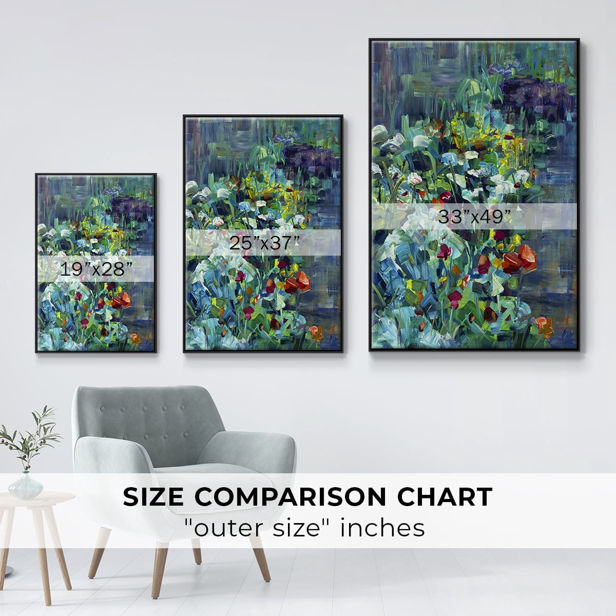 Lots of Love in the Garden Framed Premium Gallery Wrapped Canvas - Ready to Hang - 17 x 25 - Black Floating Frame