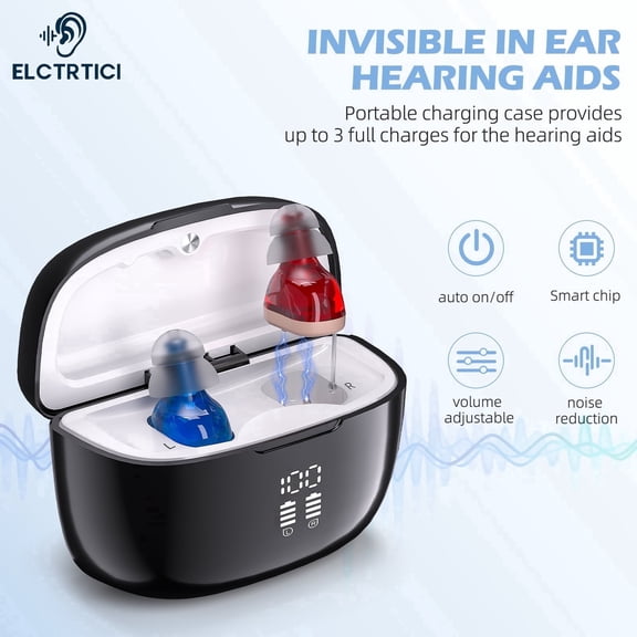 ELCTRTICI Hearing Aids for Seniors, Rechargeable Hearing Aid, Noise Cancellation, Mini Ear Aid, Invisible Hearing Aid, VHP-1631L