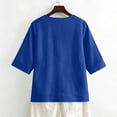 thumbnail image 5 of Linen Tops for Women Summer Work Shirts Trendy Button Down V Neck Boho Clothes Spring Tops for Women 2026 Navy 2XL, 5 of 6
