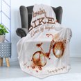 thumbnail image 4 of Coffee Art Soft Flannel Fleece Throw Blanket, Refreshing Morning Coffee and Bike Theme Love Passion Habit, Cozy Plush for Indoor and Outdoor Use, 50" x 70", Dark Orange Chocolate, by Ambesonne, 4 of 5