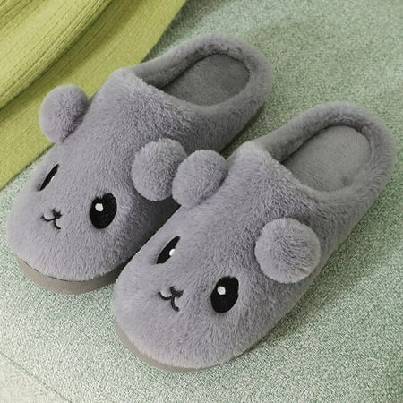 

CoCopeaunt Women Winter Home Slippers Fluffy Cute Bear Shoes Soft Autumn Warm House Non-slip Men Slippers Indoor Bedroom Lovers Couple