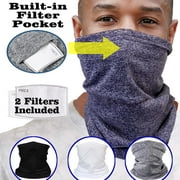 Cooling Washable Fashion Mask with Pocket, Reusable Face Cover Gaiter Neck Tube, Unisex Full Tube Bandanas Multifunctional Headwear Balaclava, Purple, 2 Filters included