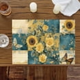 thumbnail image 3 of Farm Sunflower Rose Butterfly Placemats Set of 6,Wipeable Washable Table Mats for Dining Tables, Vintage Floral on Plaid Place Mats for Kitchen Event Party Tabletop Decor, 3 of 9