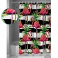 thumbnail image 3 of Pink Flamingo Tropical Coconut Tree Shower Curtain for Bathroom, Black and White Stripe Waterproof Shower Curtains Washable Quick Dry with Hooks Bathtub Curtains 36x72 IN, 3 of 7