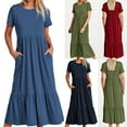thumbnail image 4 of Robe Longue d'Été Décontractée Sans Manches Ample Fluide à Volants avec Poches, 4 of 5