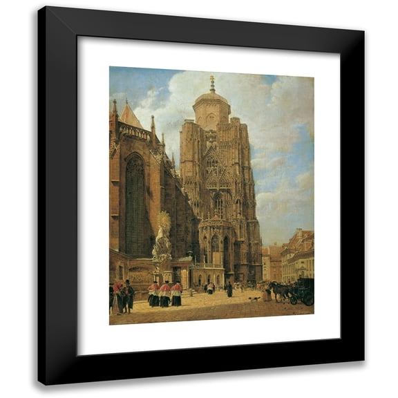 Jakob Alt 12x14 Black Modern Framed Museum Art Print Titled - The Stephans Cathedral in Vienna (1850)