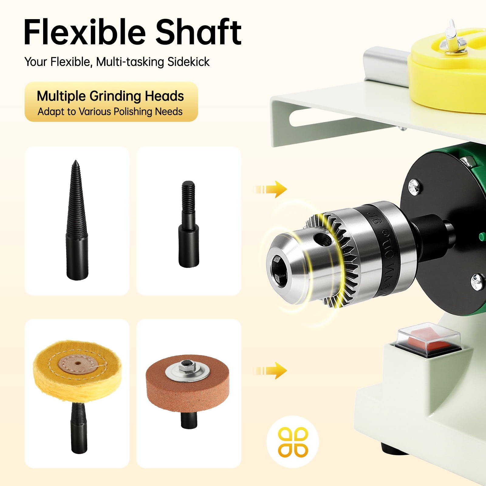 ChicHomey 750W Bench Grinder & Buffer Polisher,5-in-1 Combo with Flexible Shaft, Adjustable Speed Table Grinder for Polishing, Cutting, Grinding