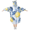 thumbnail image 2 of FORMRS Wearable Blanket Hoodie with Sleeves for Kids Cozy Flannel Sweatshirt, Light Blue Lemon, 2 of 7