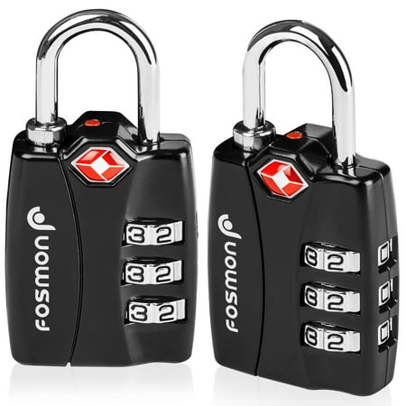 TSA Approved Luggage Locks, Fosmon (2 Pack) Open Alert Indicator 3 Digit Combination Padlock Codes with Alloy