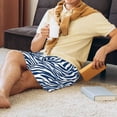 thumbnail image 4 of Mens Pajama Shorts, blue white Zebra print Sleep Shorts Men Pajama Bottoms Lounge PJ Shorts with Pockets, 4 of 6