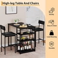 thumbnail image 3 of Ourlova Dining Table Set for 2 36 Inch High Top Kitchen Table Set with 3 Storage Shelves 2 Bar Stools with Backrest Space-Saving 2 Person Dining Table for Small Spaces Apartment Kitchen Table Studio, 3 of 7