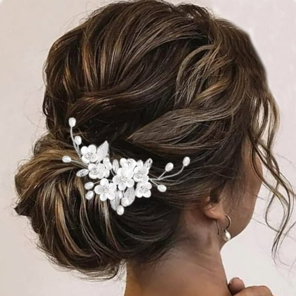 YooGuoGuo Flower Bride Wedding Hair Vine Pearl Bridal Headband Leaf Hair Pieces Accessories for Women and Girls