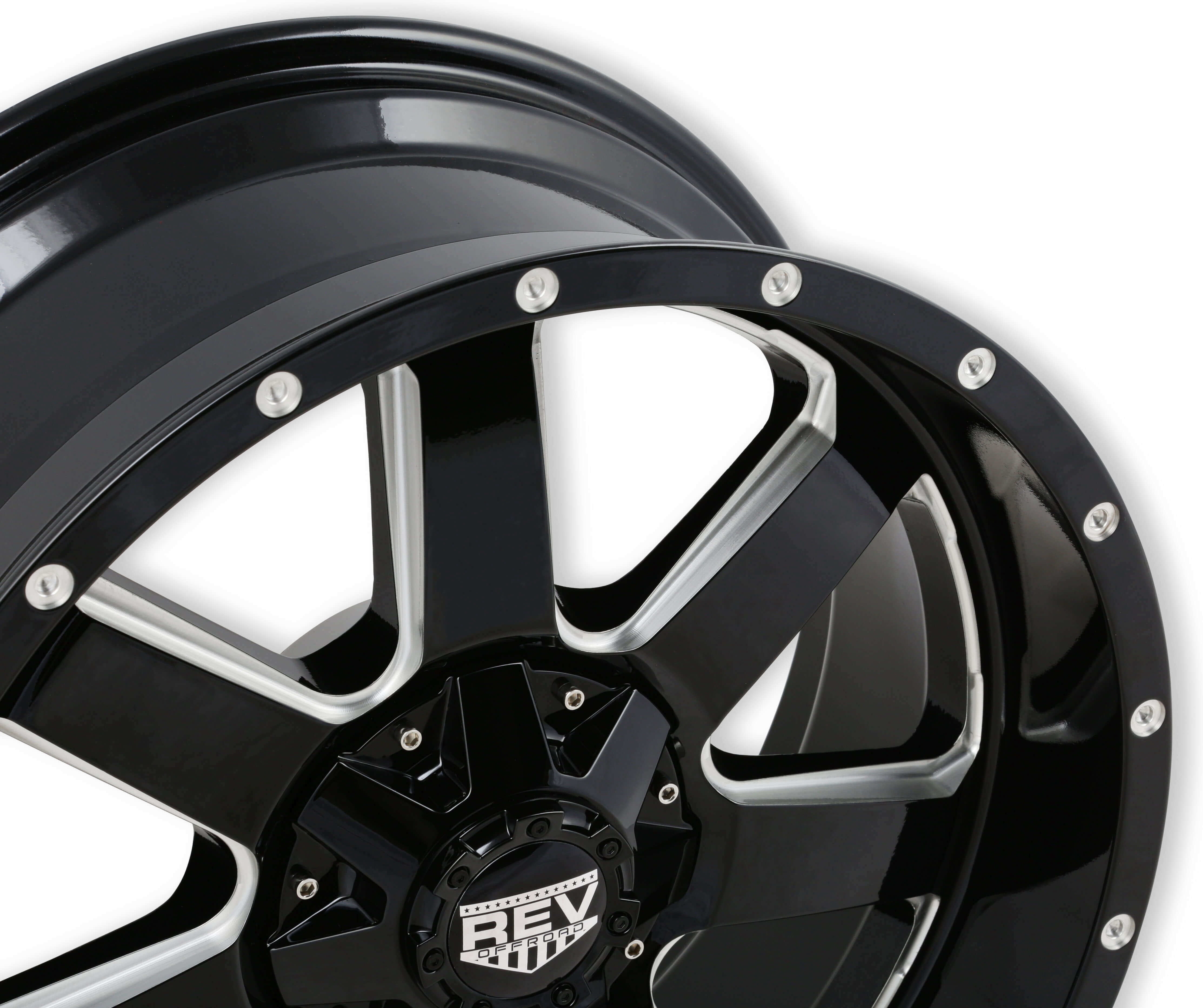 REV Wheels 885M-2907312 885 Series- 20x9 - 4.53 bs - 5x5/5x127 -Black/Machine Lip