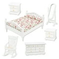 thumbnail image 1 of 1:12 Mini Muebles Cama Doble Espejo Largo Mesita de Noche Silla Gabinete Accesorios para Casa de Muñecas 6 piezas / Set, 1 of 13