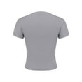 thumbnail image 5 of Women's Fitted Cotton T-Shirt - Structured Shoulder Slimming Short Sleeve Top | Yubnlvae | High Elasticity Screw Thread Cotton Regular Shoulder Round Neck (Grey | M), 5 of 9