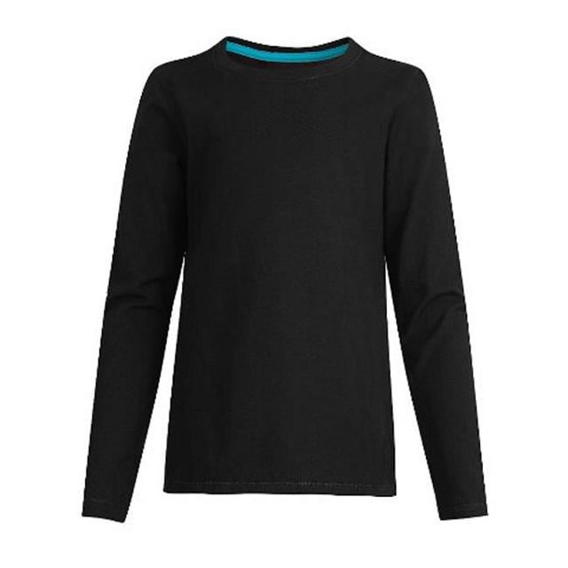 Hanes K123 T-Shirt à Manches Longues Col Rond pour Filles, Noir - Très Petit