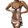 thumbnail image 2 of Orqqct Women Sexy Satin Silk Bowknot Side Slit Sleepwear Slip Lingerie Dress, 2 of 4