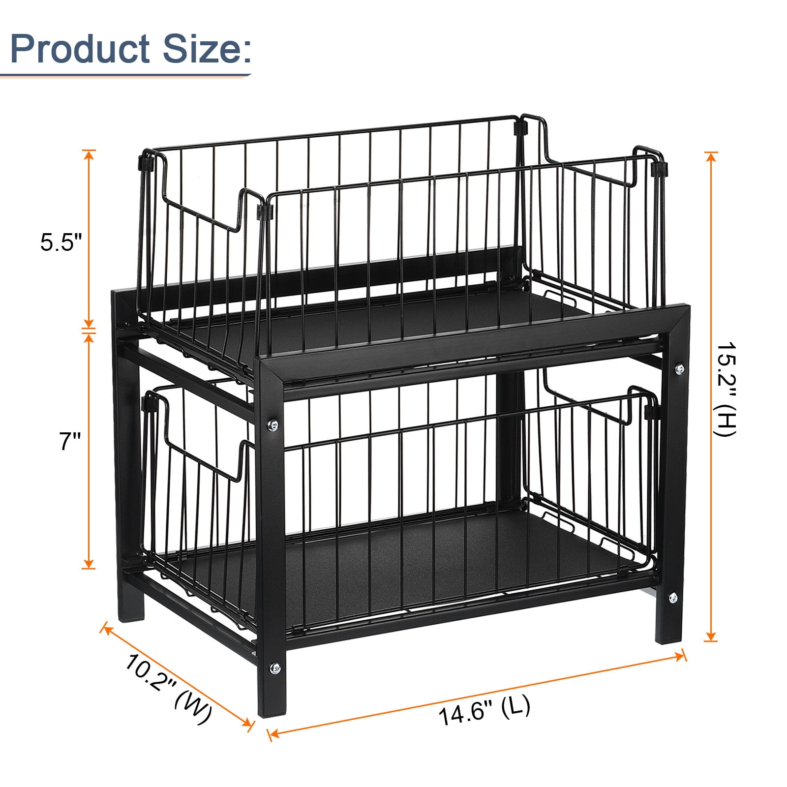 Unique Bargains 2-Tier Under Sink Rack Organizer w Slide-Out Drawer for Kitchen Bathroom