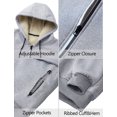 thumbnail image 4 of FEOYA Sherpa Lined Hoodies for Men Heavyweight Fleece Jackets Thermal Thick Coat Softshell Outwear Warm winter Sweatshirt with Pockets 2XL Gray, 4 of 6