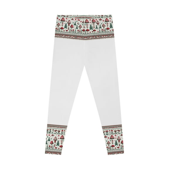Festive Forest: Tribal Mushroom Holiday Leggings by Strange and Cozy Gear