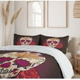 thumbnail image 6 of Ambesonne Skull Duvet Cover Sets, Dia de Los Muertos, 2-King, Plum Red Cream, 6 of 7