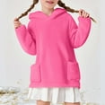 thumbnail image 2 of Ecqkame Girls Double Sided Velvet Hoodies Winter Thickened Warm Hooded Long Sleeved Fleece Sweatshirts with Pockets 4-15 Years Hot Pink 13 Year, 2 of 9