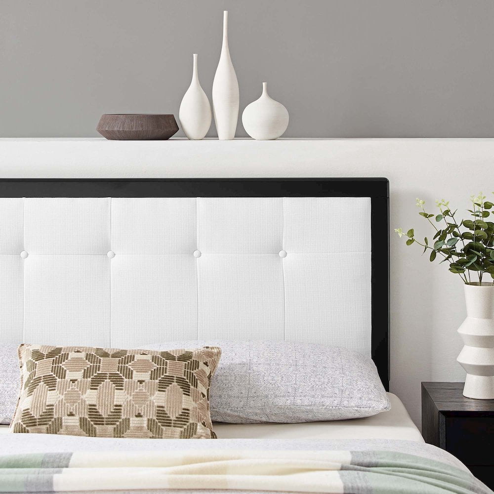 Modway Draper Tufted Twin Fabric and Wood Headboard in Black/White