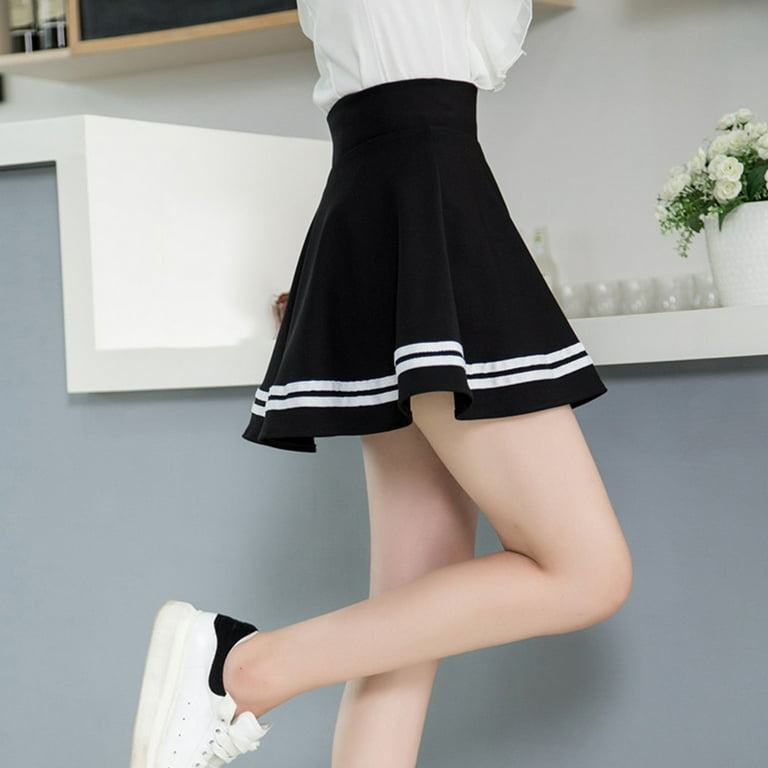 レディースウェア SCP Pleats Skirt Fusipu Women Fashion Solid Color High Waist Stripe Pleated A