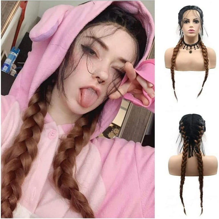 Long wig with 2 braids cheap