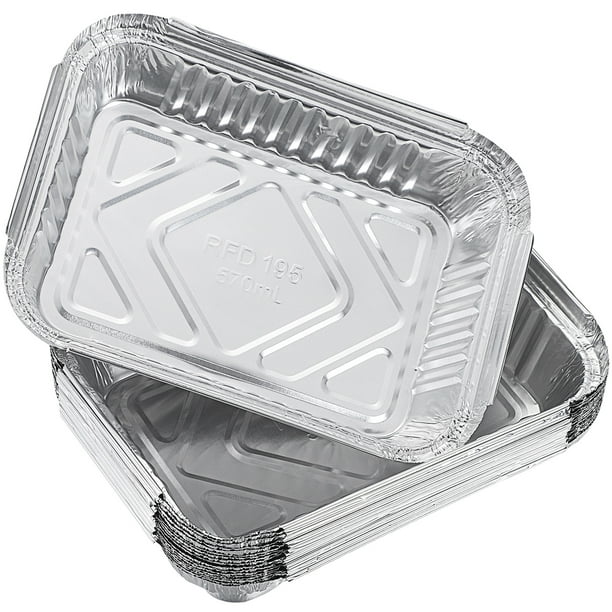 30pcs 570ml Bandeja desechable para bandejas de goteo de barbacoa Papel de aluminio Revestimientos de estaño para recipientes de grasa Bandejas de repuesto sin tapa