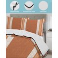 thumbnail image 3 of Full Size Quilt Bedding Set, Vintage Burnt Orange Striped Reversible Summer Quilt 3 Pieces, Farmhouse Modern Stripes Boho Lightweight Bedspreads Coverlets with 2 Pillow Shams for All Seasons, 3 of 5