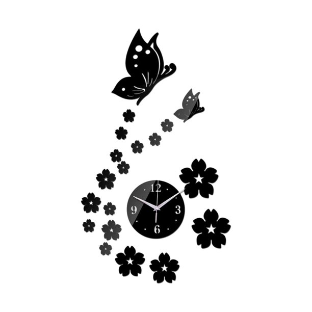 Reloj de pared acrílico personalizable con pegatinas silenciosas para decoración de pared, moderno. Negro