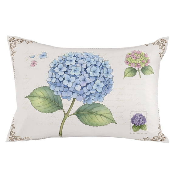 Blue Hydrangea Floral Throw Pillow Cover 20 x 36 Inch Decorative Pillow Cover Farmhouse Flowers Blossom Lumbar Pillowcase Seasonal Rectangle Cushion Case for Couch Sofa Bed Living Room