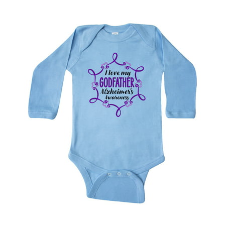 

Inktastic I Love My Godfather Alzheimer s Awareness with Purple Hearts Gift Baby Boy or Baby Girl Long Sleeve Bodysuit