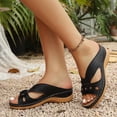 thumbnail image 5 of Zefriona Women's Casual Wedge Sandals Slip On Open Toe Floral Decorative Summer Beach Slides Black Size 5.5, 5 of 10