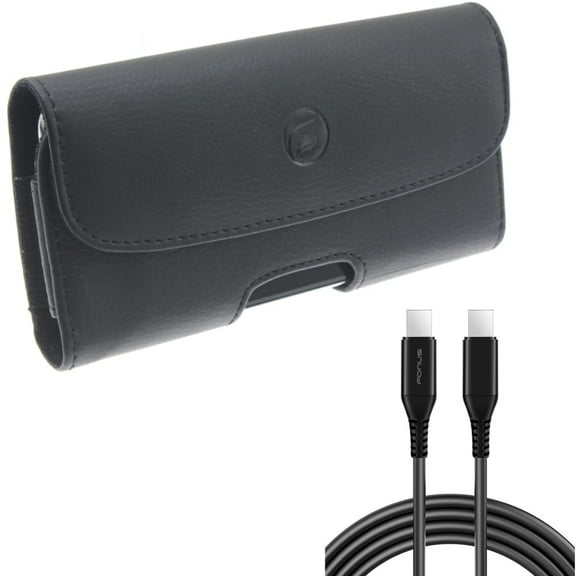 Case Belt Clip w 10ft Long USB-C Cable for Samsung Galaxy S22 Plus,S22 S20 Fan Edition,Fan S21 FE 5G - Leather Holster Cover, PD Fast Charger Cord Power Wire