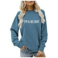 thumbnail image 2 of Sweatshirt for Women Long Sleeve Sweatshirt Sweatshirt Pullover Women Blue Cute Crewnecks for Women Winter Womens Clothes Young Women, 2 of 3