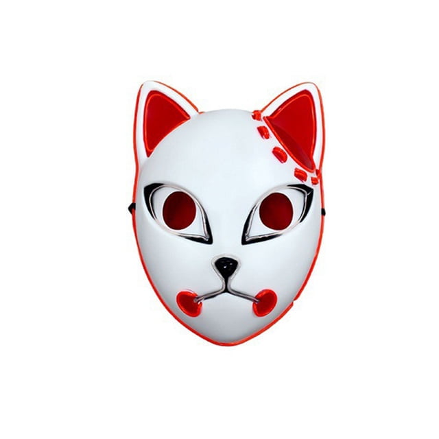 Máscara LED de Anime Demon Slayer, Cosplay de Sabito Kamado Makomo, máscaras bonitas, accesorios para disfraces de fiesta de Halloween Kits de decoración para fiestas Rojo con azul transparente Advancent HA007371-01