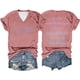 thumbnail image 1 of Camiseta informal de mujer con estampado de doble degradado, manga corta y cuello en V - Camiseta ligera y transpirable con gráfico de fútbol para el día del partido y para el uso diario, 1 of 2