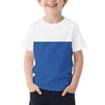 thumbnail image 3 of SGFCWSX Boys T Shirt Summer Short Sleeve Crew Neck Color Block Casual Soft Kids Daily Wear Tee Tops Light Blue Size 7/8, 3 of 7