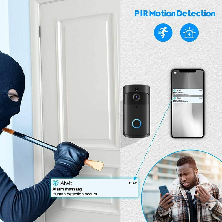 HD WiFi Video Doorbell Camera with Motion Detector Audio Speaker and Night Vision Walmart