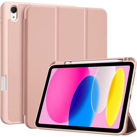Procase for iPad (A16) 11th Generation 11 Inch 2025/ iPad 10th Generation 10.9 Inch 2022 Case with Pencil Holder -Rosegold